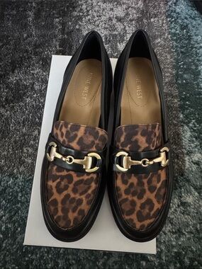 Nine West Women's Leopard Print Loafer with Gold Bit - Brown/Black
